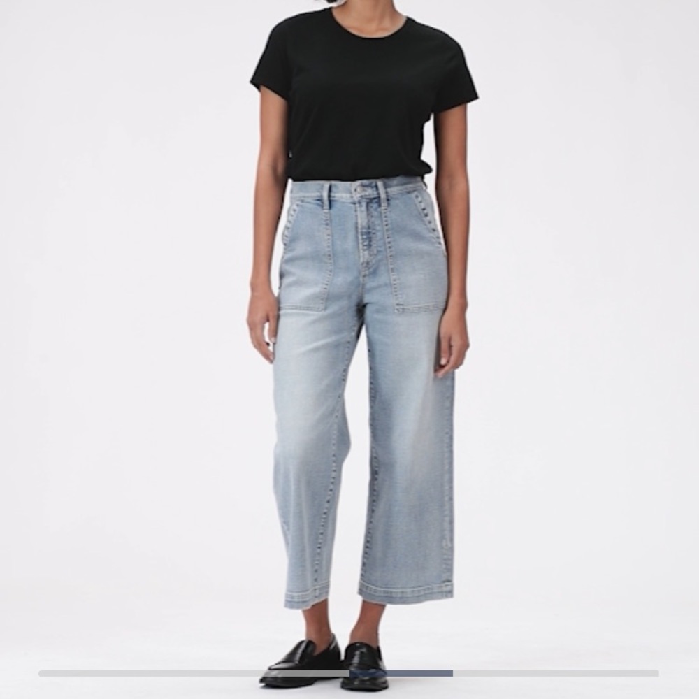 High Rise Utility Wide Leg Crops Jeans, GAP